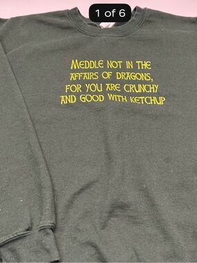 Crewneck Sweatshirt — Olive Green with Yellow Text